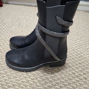 Rene Caovilla gray boots with silver wrap around crystals.Never worn.